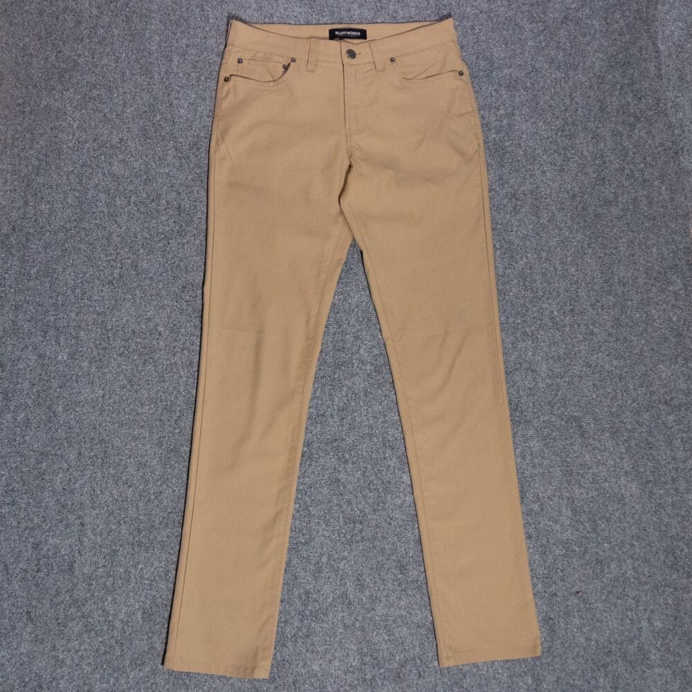Bluffworks Ascender Pants Men's 30x34 Khaki Slim Fit Chino Performance Stretch